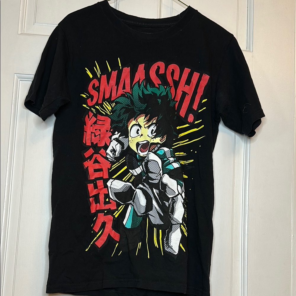 My Hero Academia Black and Red Anime Graphic Tee Short Sleeve size S